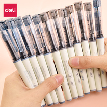 Deli straight liquid ball pen Replaceable refill Gel pen Student 0 5 black pen Carbon pen Water-based pen Signature pen Water pen Red pen Test special pen Needle tube student supplies straight liquid pen