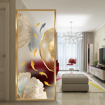 Art glass screen partition living room modern simple new Chinese entrance entrance mobile Wall Changhong carved light luxury