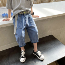 Boy Clothing Boy Shorts Outside Wearing CUHK Boy Pants Tide Medium Pants 2022 New Seven Pants Children Jeans Summer Dress