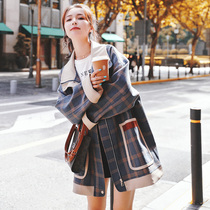 Plaid windsuit woman little sub 2022 new spring autumn season Korean version loose high sense Inn wind 100 lap short coat