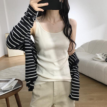 Korean hundred inner matching thin regular solid color knitted top womens bottoming shirt loose sexy camisole sleeveless