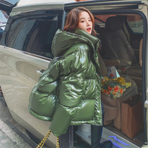 Shiny down cotton-padded jacket women short 2021 Winter new cotton-padded jacket in Hong Kong style Harajuku bread suit cotton-padded jacket
