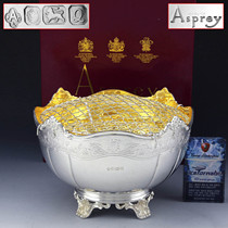 990G UK Aspre Asprey sterling silver gilt center big bowl genuine old objects Western antiques