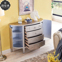 Modern semi-circular entrance table Light luxury home three-bucket cabinet Wall-by-wall living room dining side cabinet Functional storage decorative cabinet