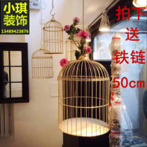 European Wrought iron wedding pendant Golden small bird cage Creative window decoration props Photography studio large bird cage