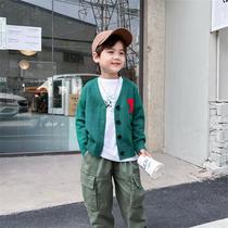 Spring-autumn children knit cardio-hoodie male and female child v lead tide card caring sweaty sweater 100 hitch-shirt foreign air