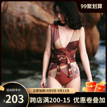 Swimsuit women Summer conjoined 2021 new fashion belly thin bikini sexy small chest gathering hot spring swimsuit