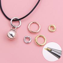 S925 pure silver pendant buckle head universal opening circle closed loop DIY necklace press type connecting ring silver circle