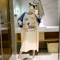 Fat Sister Sleeping Dress Woman 200 Catty Summer Thin of pure cotton gats up overweight 220 catty Loose Cartoon Summer Pyjamas