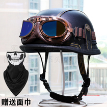 German WWII Retro Steel Armor Retro Motorcycle Half Armor Leather Armor Summer Hale Semi-Covered Helmets Electric Motor Vehicles