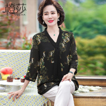 Mother Summer Clothing Foreign Air Snow Spinning Little Shirts 2021 New 50-year-old middle-aged woman blouses mid-aged summer short sleeve suit