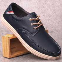 Foreign Trade Handmade Men Shoes Genuine Leather Casual Shoes Mens Board Shoes Lace Round Head Youth Inglétide Shoes Men Leather Shoes Single Shoes