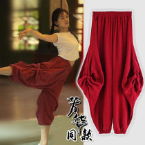 Fanghua with the same stage performance suit suede dance short-sleeved T-shirt cotton and linen pants through teacher practice student training clothes