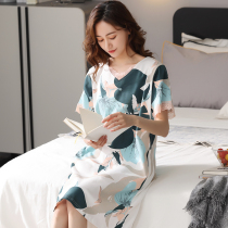 Modale Sleeping Dress Woman Short Sleeve Thin summer 2022 New sleepwear skirt Summer Mom long style dress