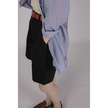 Base wearing hitch-loose black 50% pants woman straight drum high waist midpants port taste 100 hitch classic suit shorts woman