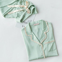 VIRRI CIAGA healing department fresh MINT GREEN silk pajamas womens SPRING and summer new long-SLEEVED thin SUIT