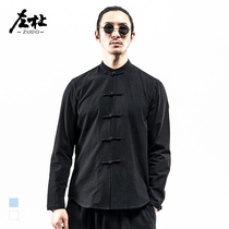 Zuo Du Tang suit mens long sleeve shirt plus size mens vintage shirt fat man plus fat increase Chinese style mens