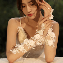 Wedding gloves wedding bride Photo hand sleeve lace strap mesh long bow drill thin wedding accessories