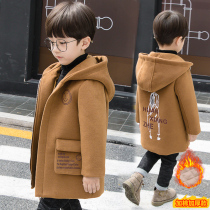 Boy wow wool jacket boy boy in the child foreign air coat child gagmion in cotton medium long version of Han version clip cotton thickened