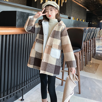 Girls woolen coat winter clothing 2021 new CUHK Scout Thickened Goat suede Winter-style girl what about the girl?