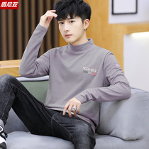 Youth autumn and winter long sleeve T-shirt male half high collar trend warm junior high school students autumn clothes wear base shirt