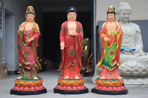 Factory direct sales resin statue Dunhuang color 1 meter 8 painted Western Sansheng ancient color station Sansheng Bodhisattva temple Buddha statue