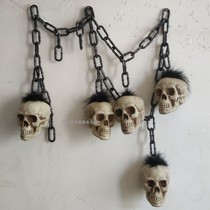 Skull head string pendants Halloween decoration Skull Skull Chain Screenplay Kill room Escape Ghost House Terror Placement Props