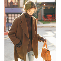 Canary Kiss double-sided cashmere coat womens autumn and winter small wool woolen tweed vintage coat