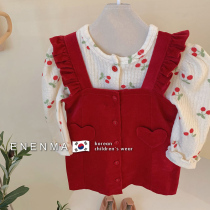 Korean Boy Dress 2021 Winter Dress Girl Foreign Piste Lace Fly Cuff Dress Little Girl Fashion Cute One-piece Dress