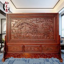 Screen living room partition screen Chinese style solid wood screen seat screen Dongyang wood carving floor screen bedroom shelter home