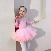 Children dance suit girl practice Pink Spring Autumn Long Sleeves Lace Lace Dancing Suit Pure Cotton Ballet Dresses Class