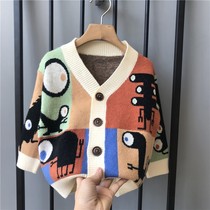 Childrens clothing boy coat 2021 autumn winter New 1-3 years old 5 baby knitted cardigan girl cartoon top Korean version
