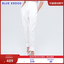 BLUE ERDOS womens spring summer business leisure high waist show leg long trousers flanging womens carrot pants ankle-length pants