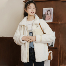 Silk card Qi 2021 new autumn and winter small man thick cotton coat women warm lamb wool cotton coat plus velvet student coat