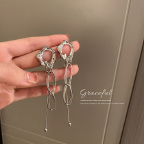 Korean irregular metal chain stud earrings niche design sense earrings female 2021 new long tassel earrings