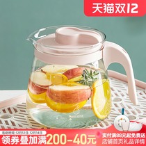 Glass cold kettle household high temperature resistant bubble teapot cup set refrigerator cold kettle large capacity white water bottle