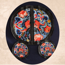 Double fish brocade carp folio Chinese wind paired embroidered 27cm garments DIY handmade accessories cloth patch embroidered sheet