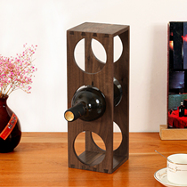 Black walnut red wine shelf home living room red wine display rack solid wood restaurant wine Plaid customization