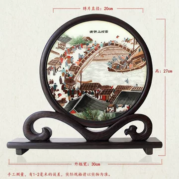掛軸中国絲绸刺绣工艺品清明上河图