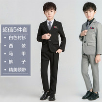 Boy suit suit three-piece baby childrens dress small host clothing autumn and winter plus velvet usually wear