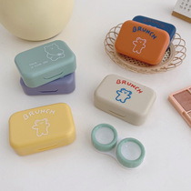 Girl heart screening room Close your eyes into ins personalized contact lens box Cartoon portable contact lens box with mirror