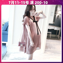 TK pregnant woman chiffon dress Late pregnant mother spring high-end sweet pregnant woman dress Summer gentle wind maternity dress