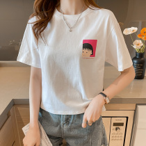 Pure cotton white t-shirt womens summer 2021 new loose and beautiful short t-shirt design sense niche top thin