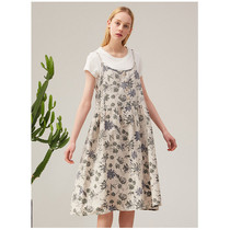 Wan A132-910] counter brand linen womens skirt bottoming dress 0 37KG