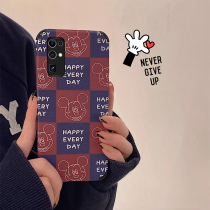 Sheepskin checkerboard Mickey Huawei mobile phone case glory 30 net red glory 30pro protective case glory 30 women's new all-inclusive anti-fall soft case creative advanced imitation leather cartoon cute