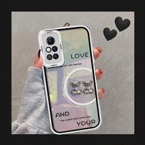 Huawei Honor v40 mobile phone shell curved screen 9xpro Cubic Cubs laser shell glory v30pro v20 Women in glory x20 x10 Superfire all-bag anti-fall new cartoon cute