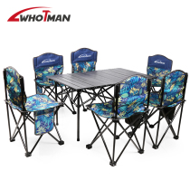 Whotman Aluminum alloy table and chair set Portable outdoor barbecue camping self-driving tour Folding dining table