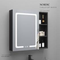 Space aluminum bathroom mirror cabinet Wall-mounted Nordic bathroom mirror with shelf with light Smart mirror box Separate