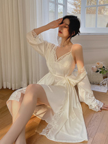 Vicy new sexy slip dress women 2022 spring and autumn new lace pure desire pajamas silk nightdress set
