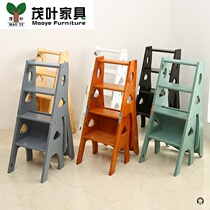 Solid Wood new household multifunctional folding ladder indoor back chair herringbone ladder climbing stairs stairs
